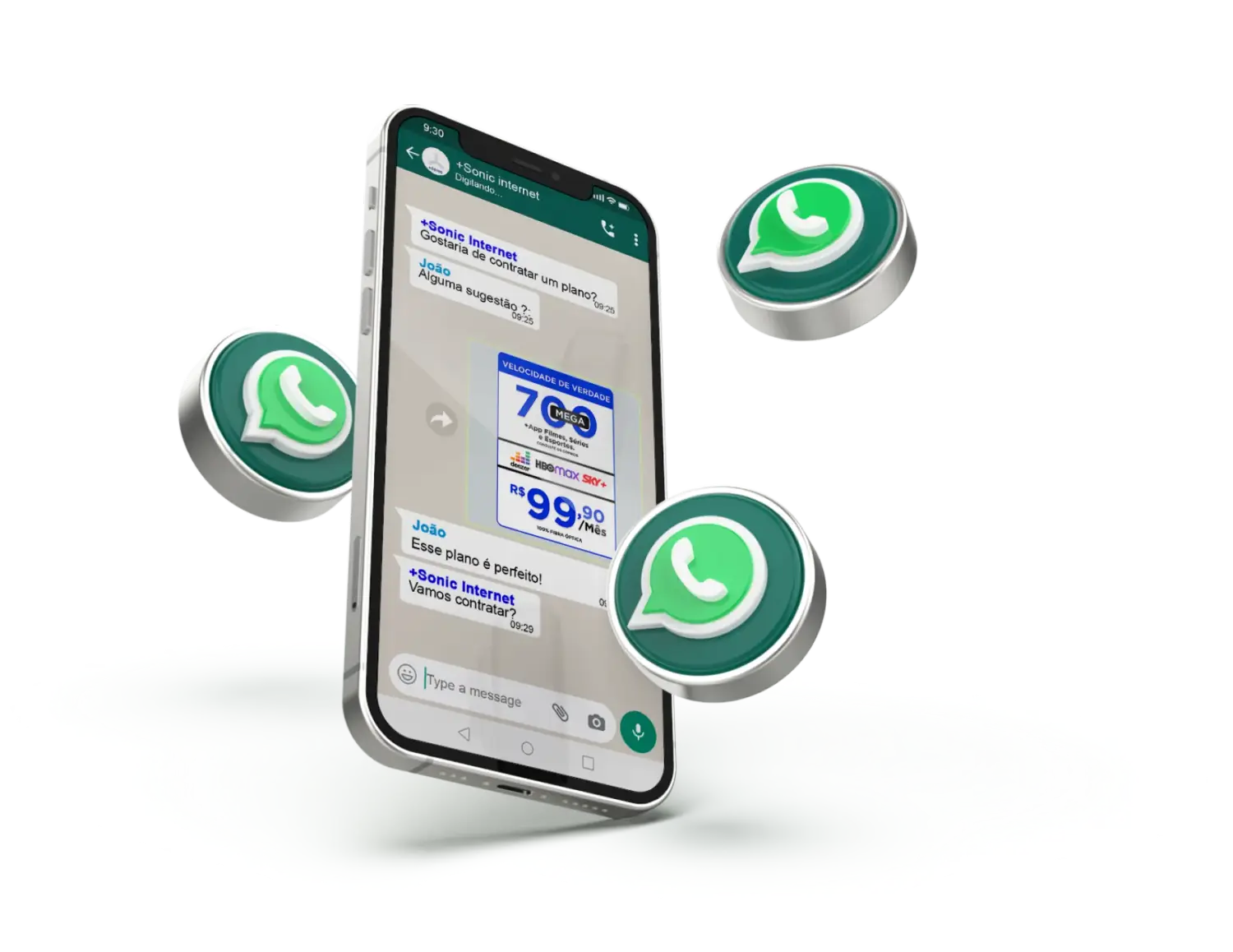 Contratação fácil pelo WhatsApp — A Mais Sonic